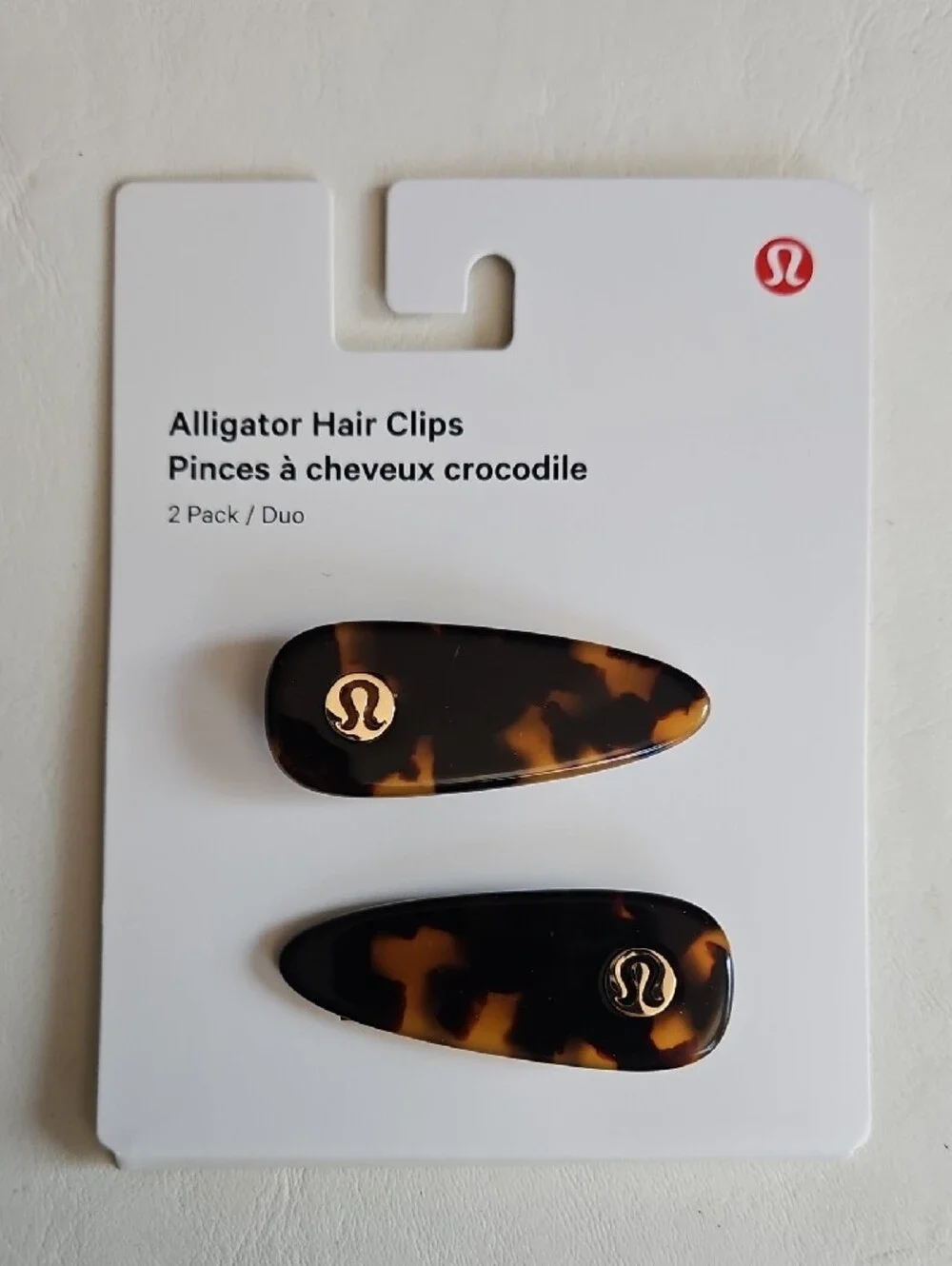 lululemon Tortoiseshell Hair Clips with Gold Logo - Brown & Black